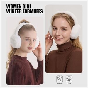 🇺🇦 New White Fuzzy Earmuffs Women's Girls New Without Tag